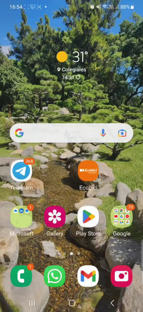 gif that shows how to download Tella from the Play Store