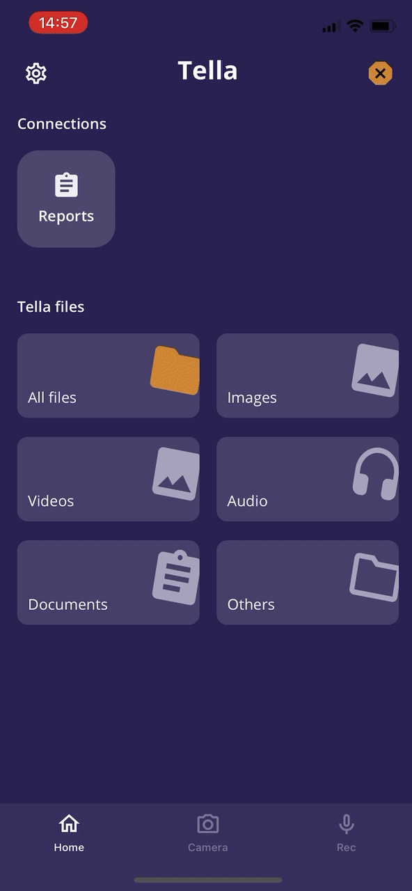 gif that shows how to import files in Tella